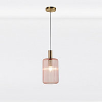 First Choice Lighting Walpole Blush Gold Pink Glass Ceiling Pendant Light