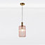 First Choice Lighting Walpole Blush Gold Pink Glass Ceiling Pendant Light