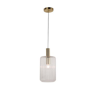 First Choice Lighting Walpole Bronze Clear Glass Ceiling Pendant Light