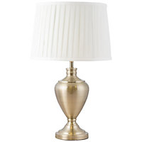 First Choice Lighting Wessex Antique Brass Ivory 58 cm Table Lamp With Shade
