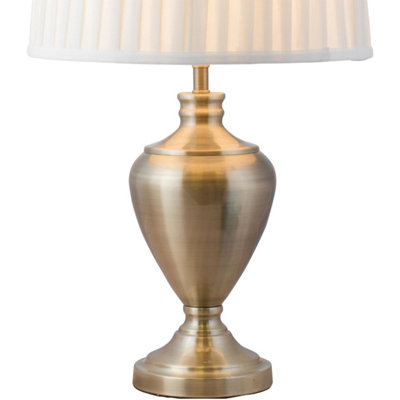 First Choice Lighting Wessex Antique Brass Ivory 58 cm Table Lamp With Shade