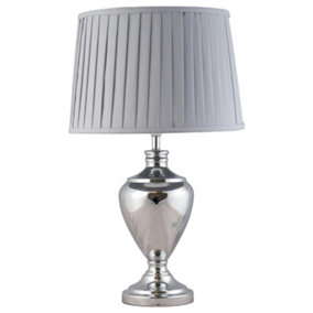 First Choice Lighting Wessex Chrome Grey 58 cm Table Lamp With Shade