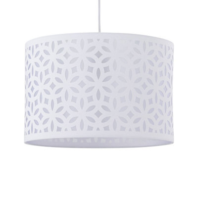 First Choice Lighting White Laser Cut 25cm Pendant Lightshade