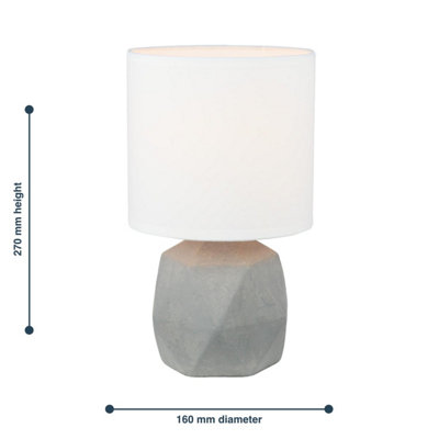 First Choice Lighting Wilson Grey Concrete White Table Lamp With Shade