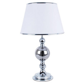 First Choice Lighting York Chrome White Table Lamp With Shade