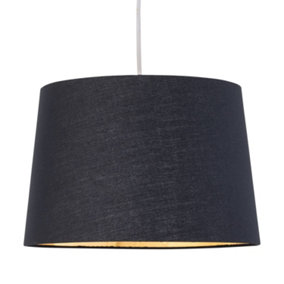 First Choice Lighting Zoey Black with Gold Inner 28cm Easy Fit Pendant or Lamp Shade