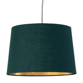 First Choice Lighting Zoey Dark Green with Gold Inner 28cm Easy Fit Pendant or Lamp Shade