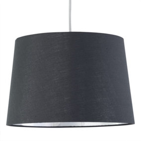 First Choice Lighting Zoey Grey with Silver Inner 28cm Easy Fit Pendant or Lamp Shade