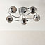 First Choice Ligthing - Rhian Chrome with Smoked Glass 5 Light Flush Ceiling Light