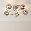 First Choice Ligthing - Rhian Chrome with Smoked Glass 5 Light Flush Ceiling Light