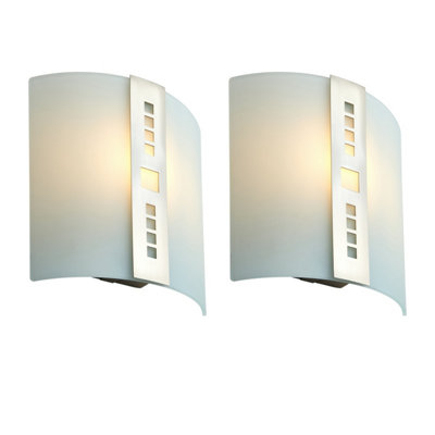 First Choice Ligthing - Set of 2 Barton Frosted Glass Wall Washer Lights