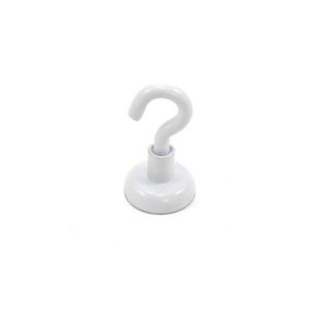 first4magnets™ White Painted Neodymium Hook Magnet with M4 Hook - 5/8 in. - 21.39lbs Pull - Licensed Material