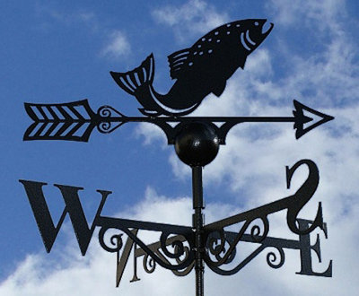 Fish Weathervane - Solid Steel - W61 x H88 cm - Black | DIY at B&Q