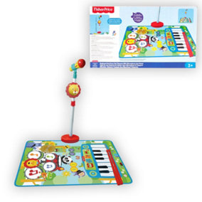 Fisher Price 3 In 1 Playmat Drum, Piano with Microphone Stand and Drumsticks