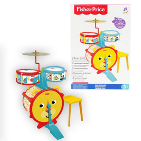 Fisher Price Drum Kit with Stool Kids Toys Children Easy-to-use