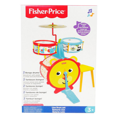 Fisher Price Drum Kit with Stool Kids Toys Children Easy-to-use