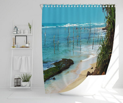 Fishermen on the ocean coast of Sri Lanka (Shower Curtain) / Default Title | DIY at B&Q