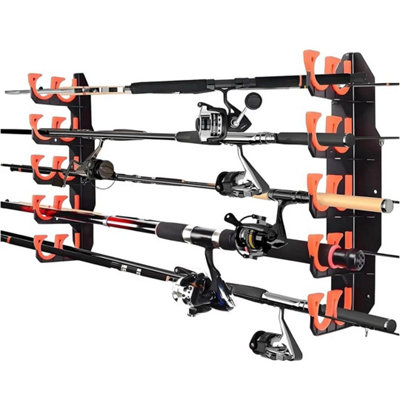 Fishing Rod Holder Wall Mount Rack for Garage Storage Holds Up 10 Rods ...