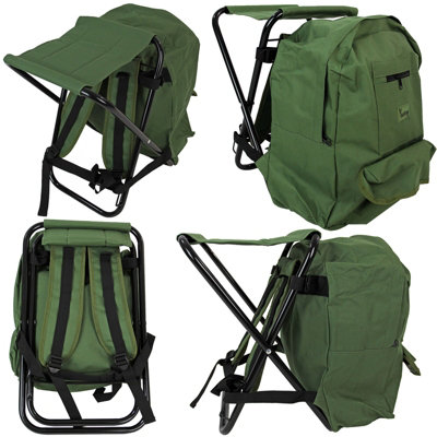 Fishing Tackle Stool Backpack Seat Bag Camping Hiking Rucksack Chair