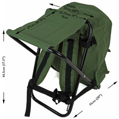 Fishing Tackle Stool Backpack Seat Bag Camping Hiking Rucksack Chair