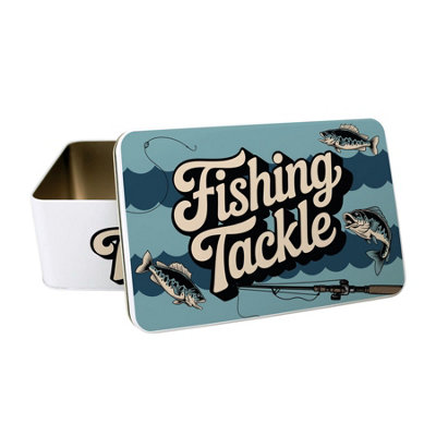 Fishing Tackle Tin - Vintage Fisherman Rectangular Storage Tin Gifts ...