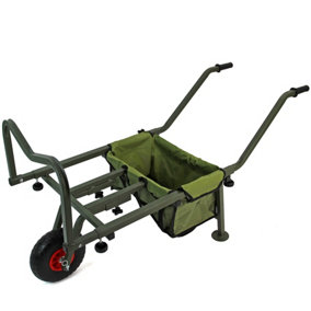 Fishing Trolley Solid PU Wheel Folding Barrow Cart with Detachable Bag