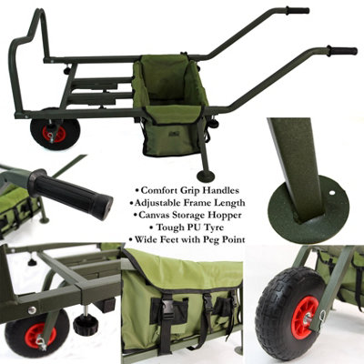 Fishing Trolley Solid PU Wheel Folding Barrow Cart with Detachable Bag - 7