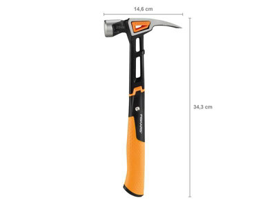 Fiskars 750230 IsoCore 20 Oz General Use Hammer - Anti-Shock, 15.5 Inch, Orange, Brand New