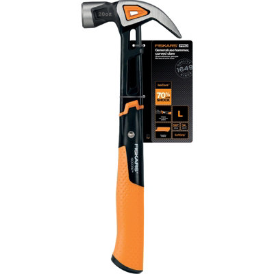 Fiskars 1027203 Anti Shock IsoCore Hammer 20oz Curved Claw Magnetic Nail Start