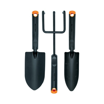 Fiskars 1027681 Ergo Garden Hand Tools Trowel Transplanting Trowel Weeding Rake