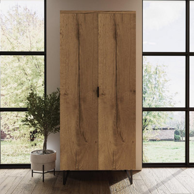 Fisso 2 Door Cracked Oak Double Wardrobe