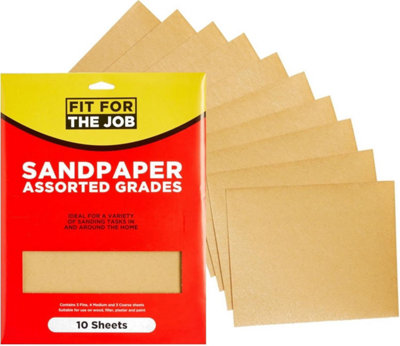 Fit For The Job (FFJASP10A) Assorted Sandpaper Pack of 10