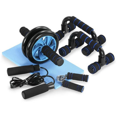 Fitness Invention Ab Roller Wheel AB Wheel Roller Kit with Push-Up Bar Jump Rope
