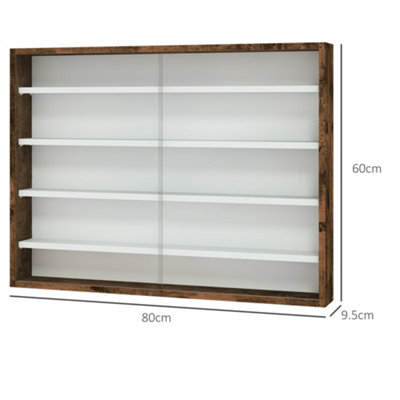 Fitora 5-Tier Rustic Brown Wall Display Cabinet with Adjustable Shelves ...