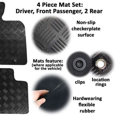 Fits Audi A3 2003 to 2012 Tailored Rubber Car Mats Black 4pc Floor Set