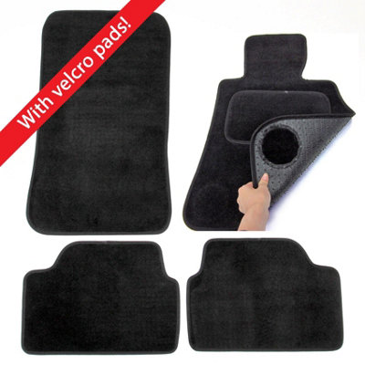 Fits BMW 1 Series E87 2004 to 2011 Tailored Carpet Car Mats Black 4pcs Fabric Tabs