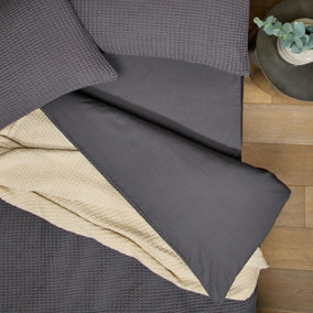 Fitted Bed Sheet King Plain Dark Grey 100% Cotton Soft Breathable Bedsheet