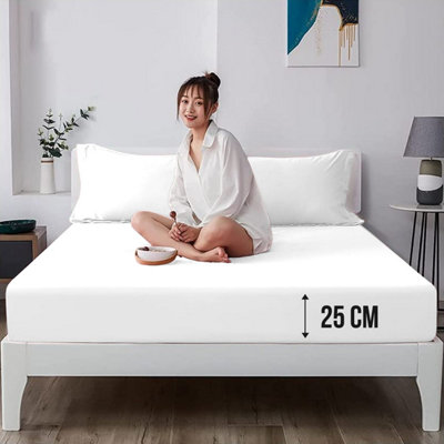 Fitted Sheet 25CM Deep Anti Allergic & Breathable White Bedsheet Single Double S. King Sizes