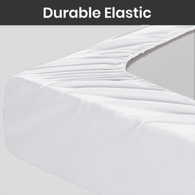 Fitted Sheet 25CM Deep Anti Allergic & Breathable White Bedsheet Single Double S. King Sizes