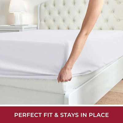 Fitted Sheet 25CM Deep Anti Allergic & Breathable White Bedsheet Single Double S. King Sizes
