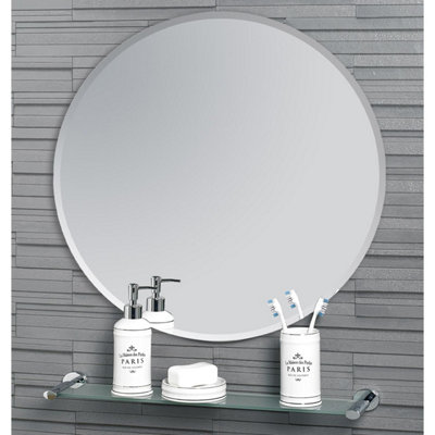 Fitzrovia Round Wall Mounted Frameless Bevelled Edge Bathroom Mirror 45 x 45cm