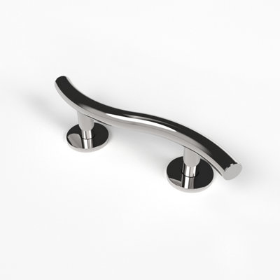 Fitzroy of London Luxury grab rail, curved, stainless steel, concealed fixings, 355mm, polished