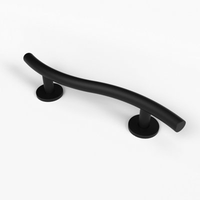 Fitzroy of London Luxury grab rail, curved, stainless steel, concealed fixings, 480mm, matt black (RAL 9005)