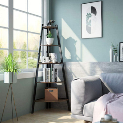Five-layer Retro Trapezoidal Corner Folding Storage Rack 70cm W x 160.5cm H