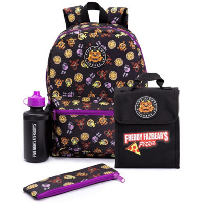 Five Nights At Freddys Backpack Set Black Purple One Size