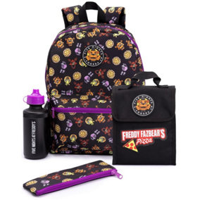 Five Nights At Freddys Backpack Set Black/Purple (One Size)