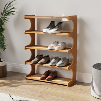 Five Tier Bamboo Shoe Rack Crafted from Natural Bamboo with Open Design