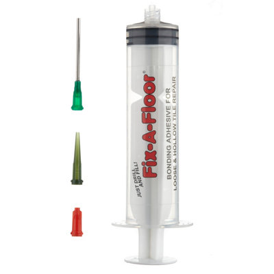 Fix-A-Floor 60ml Syringe applicator Kit with flat stainless steel needle, Plastic applicator & Sealing Cap (Adhesive not included)