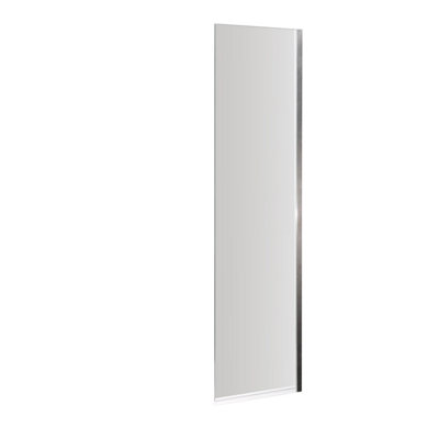 Fixed 6mm Toughened Safety Glass Reversible Bath Screen - 350mm Wide - Chrome