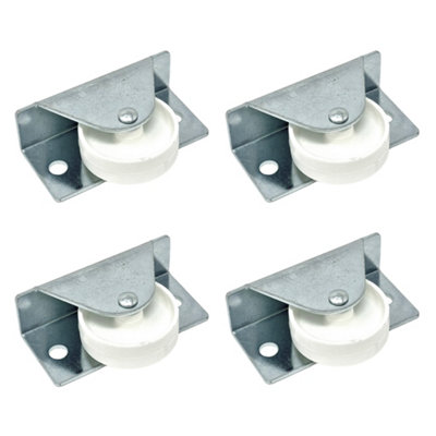 Fixed Castor Underbed Boxes or Under Kitchen Cabinet Behind Plinth 35 mm Diameter Wheel Side Plate Fixing